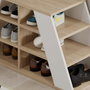 Hanah Home Pyramid Shoe Bench - Roble y Blanco